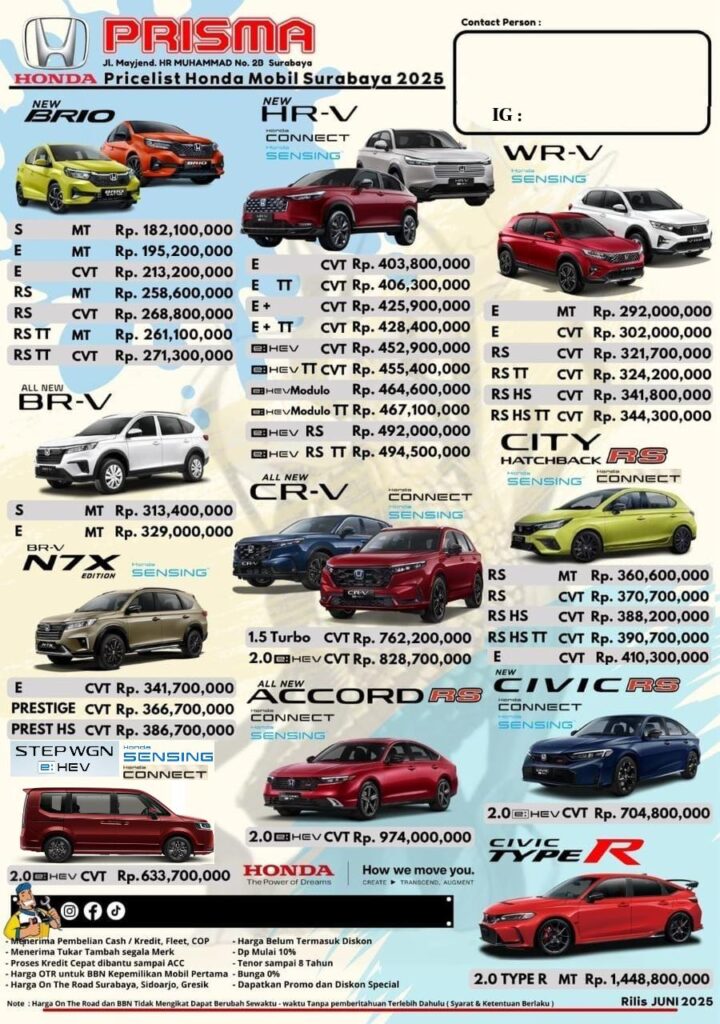 Harga mobil Honda surabaya